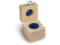 Lined wooden case for one calibration weight